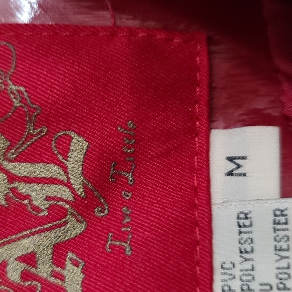 LAL Live A Little Womens Red Faux Patent Leather Zips Moto  Jacket Sz M GUC READ - Picture 3 of 13